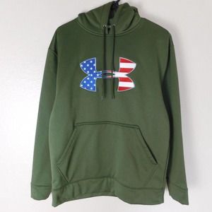 Under Armour Sweatshirt Adult S Hoodie Olive Green USA Protect This House Logo